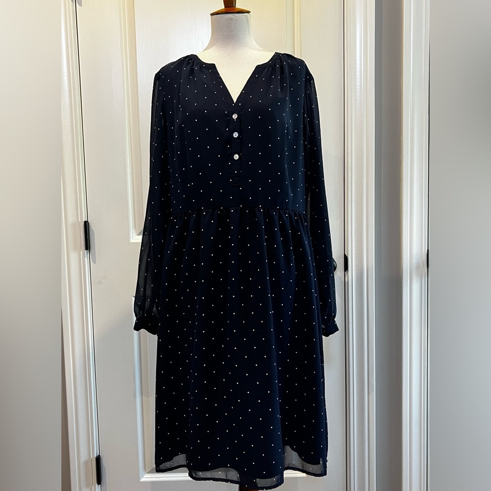 A New Day Navy polka dot dress size L